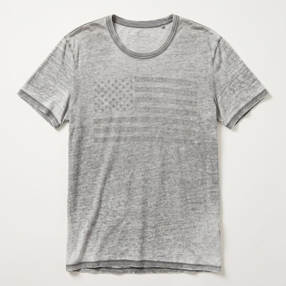 Lucky Brand Mens L Grunge Vintage Retro USA Flag Venice Burnout Crew T-Shirt